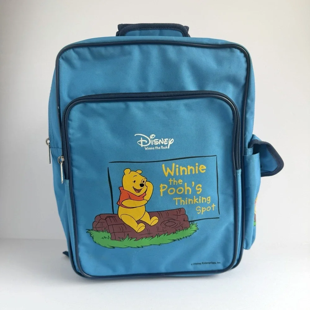 VTG 1990s Disney Pooh Backpack Kids Weekend Diaper Bag Thinking Spot Blue